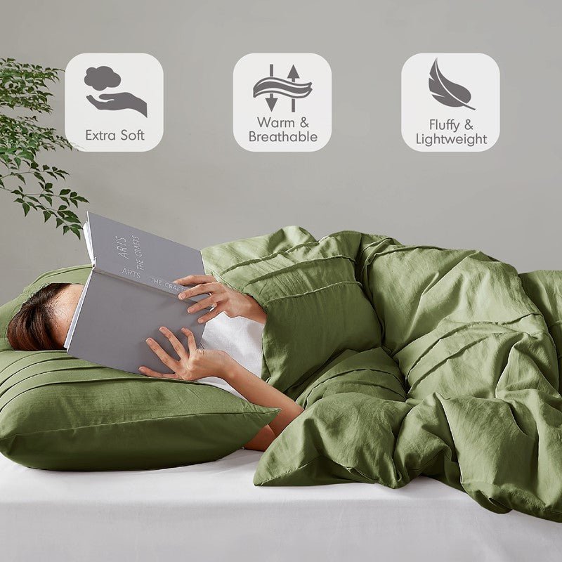 Walker Soft Washed Pleated Comforter Set - Olive Green - Quahog Bay Bedding