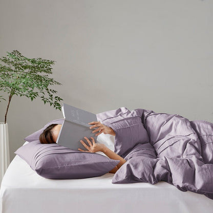 Walker Soft Washed Pleated Comforter Set - Purple - Quahog Bay Bedding