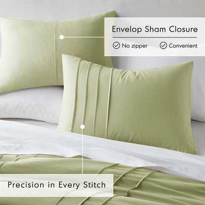 Walker Soft Washed Pleated Comforter Set - Sage - Quahog Bay Bedding