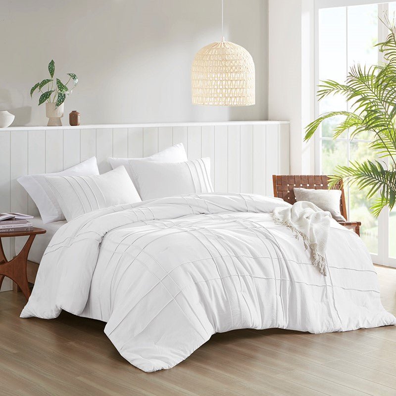 Walker Soft Washed Pleated Comforter Set - White - Quahog Bay Bedding