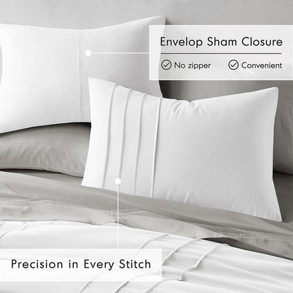 Walker Soft Washed Pleated Comforter Set - White - Quahog Bay Bedding