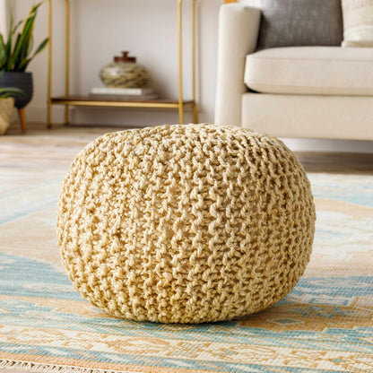 Watseka Jute Knitted Pouf - Quahog Bay Bedding