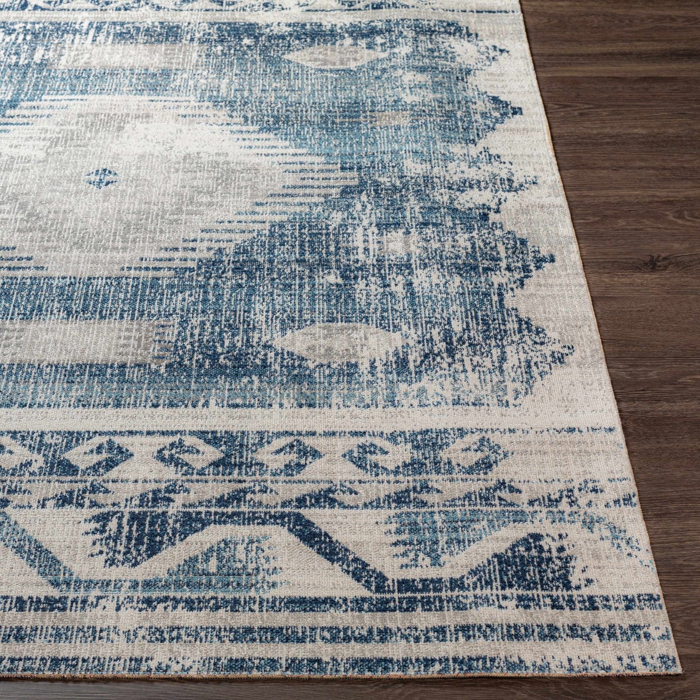 Westmount Denim Aztec Area Rug - Bohemian Style Rugs - Quahog Bay Bedding