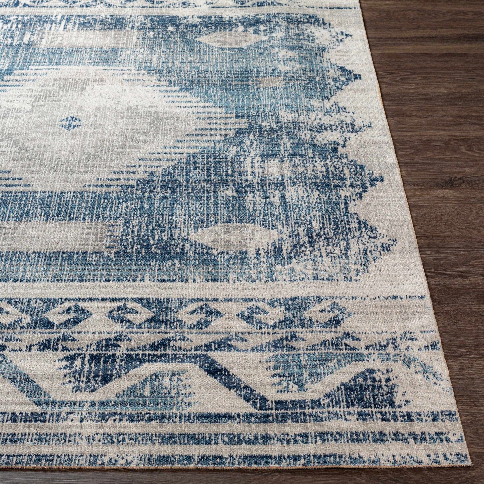 Westmount Denim Aztec Area Rug - Bohemian Style Rugs - Quahog Bay Bedding