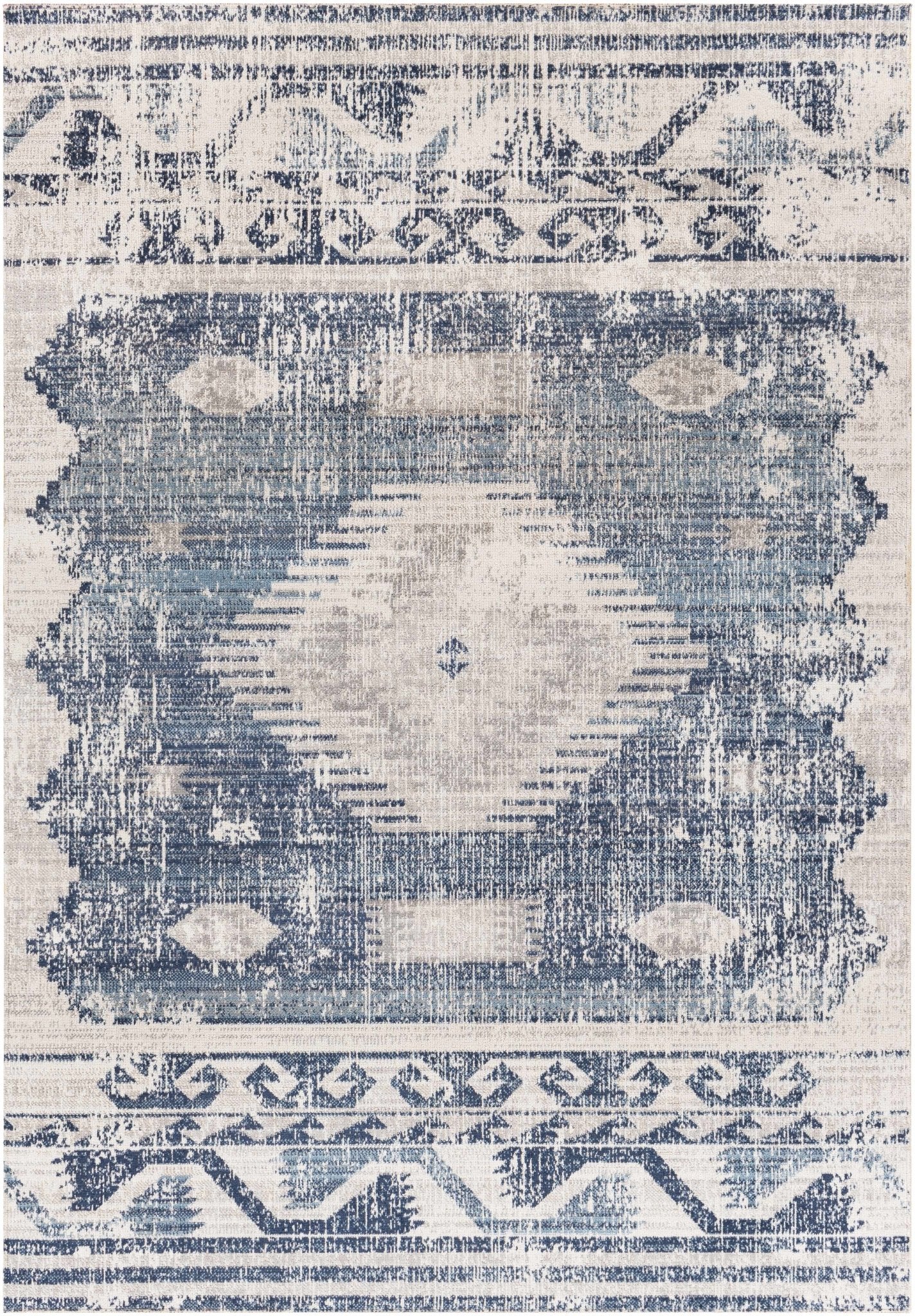 Westmount Denim Aztec Area Rug - Bohemian Style Rugs - Quahog Bay Bedding