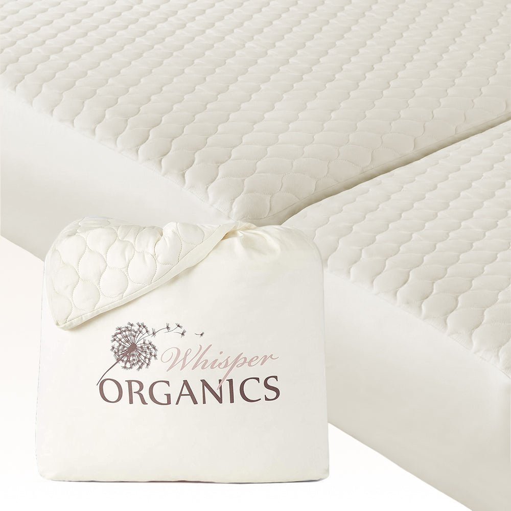 Whisper Organics GOTS-Certified Organic Cotton Quilted Mattress Pad - 17-Inch Deep Pocket - Quahog Bay Bedding