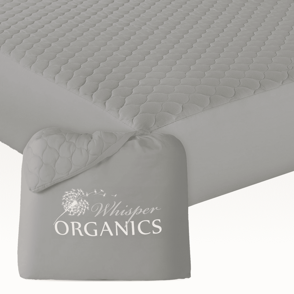 Whisper Organics GOTS-Certified Organic Cotton Quilted Mattress Pad - 17-Inch Deep Pocket - Quahog Bay Bedding