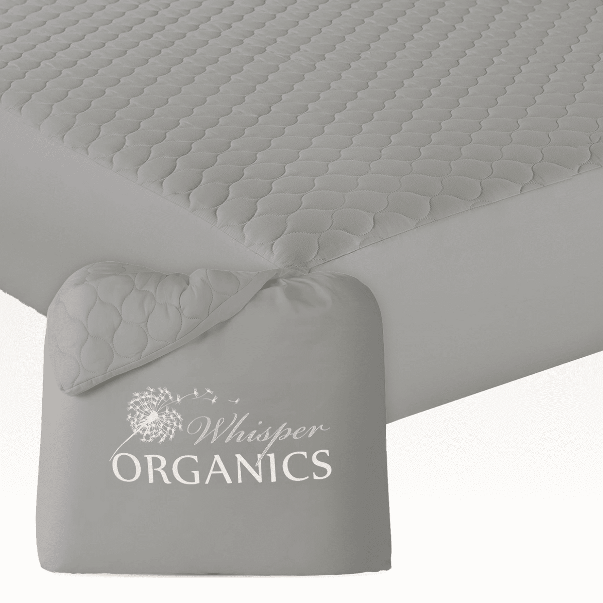 Whisper Organics GOTS-Certified Organic Cotton Quilted Mattress Pad - 17-Inch Deep Pocket - Quahog Bay Bedding