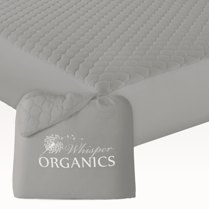 Whisper Organics GOTS-Certified Organic Cotton Quilted Mattress Pad - 17-Inch Deep Pocket - Quahog Bay Bedding