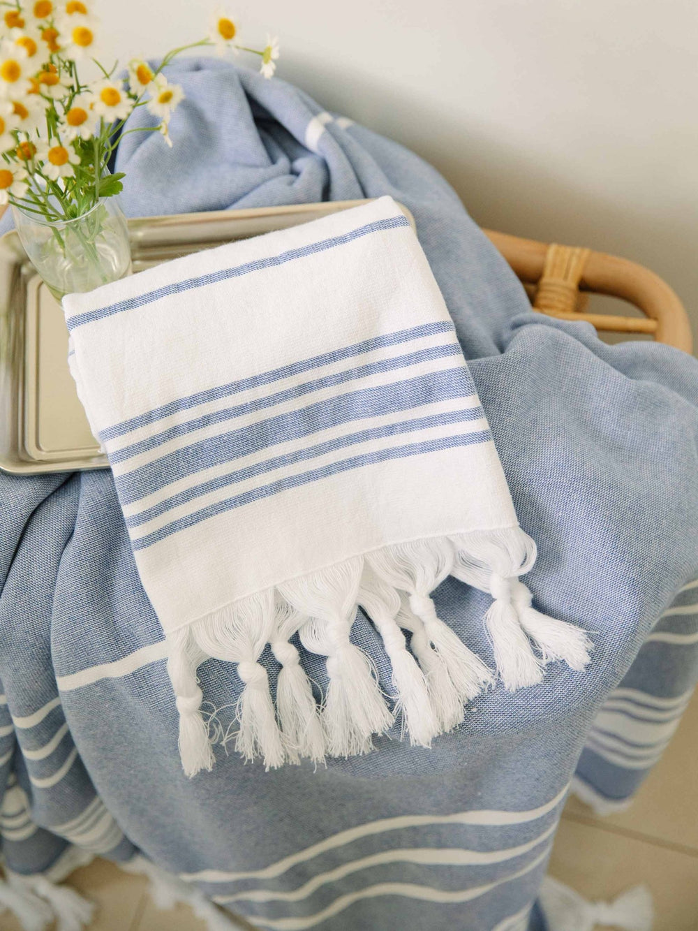 White Azul Classic Turkish Hand Towel - Quahog Bay Bedding