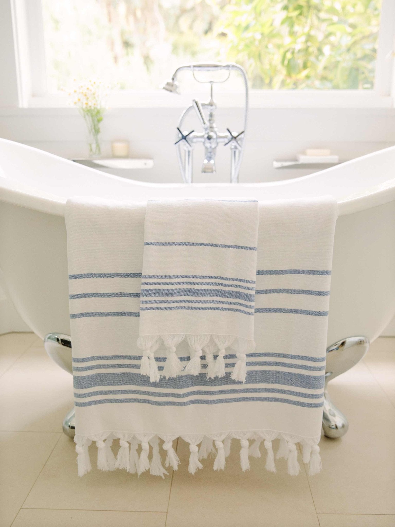 White Azul Classic Turkish Hand Towel - Quahog Bay Bedding