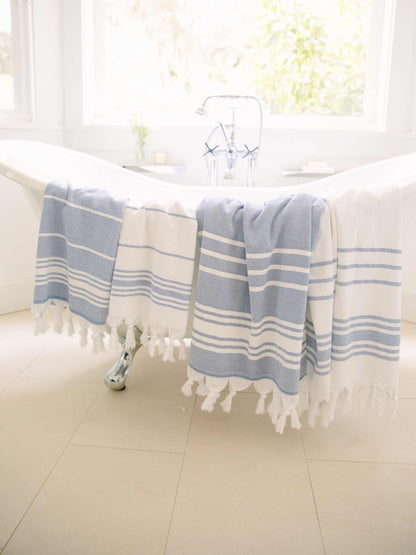 White Azul Classic Turkish Hand Towel - Quahog Bay Bedding