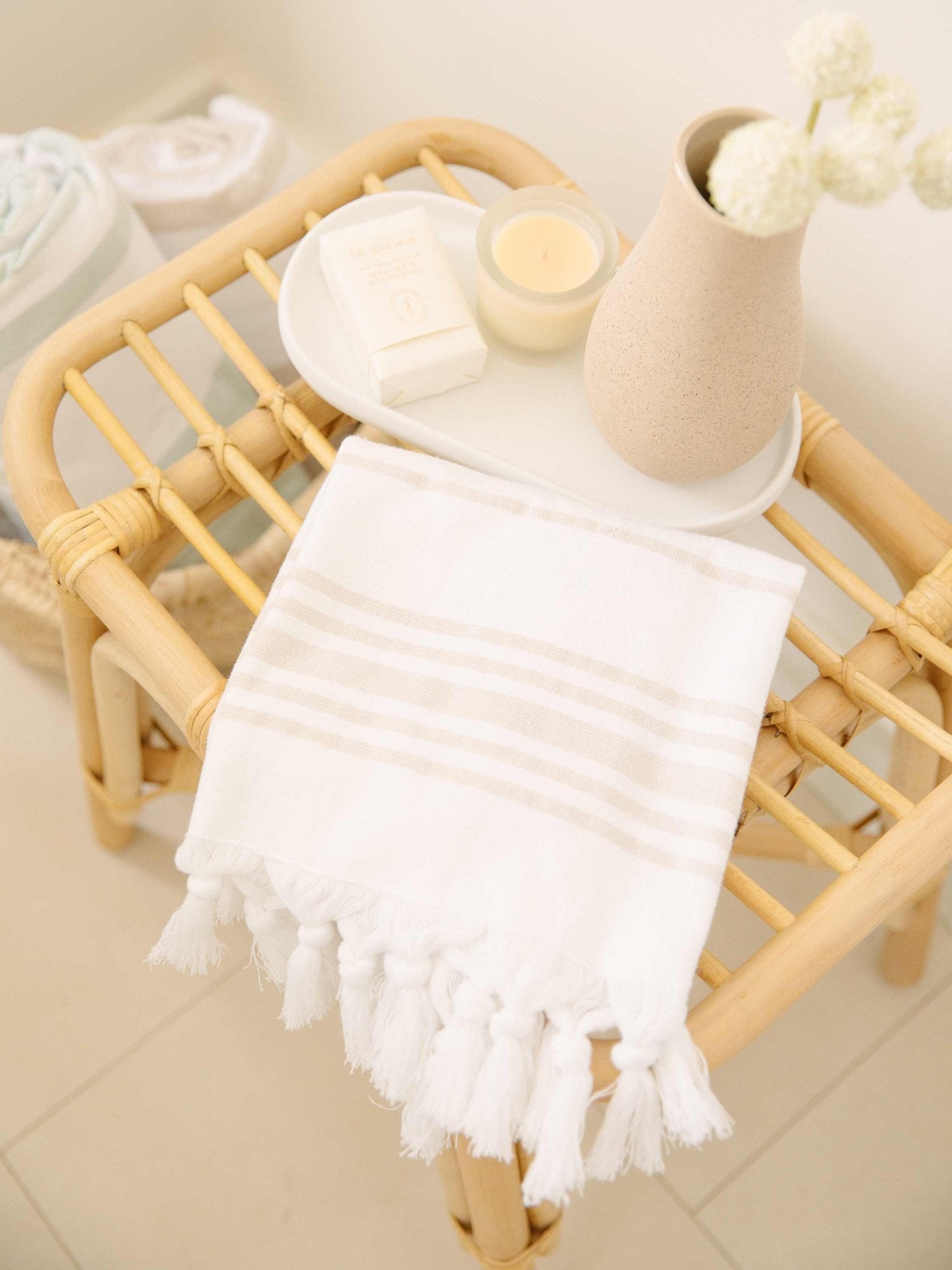 White Dune Classic Turkish Hand Towel - Quahog Bay Bedding