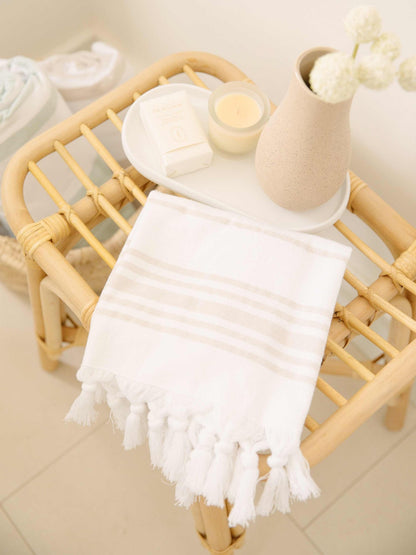 White Dune Classic Turkish Hand Towel - Quahog Bay Bedding