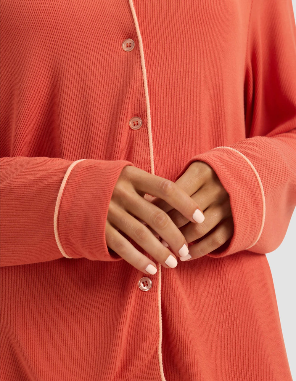 Women's Bamboo Rib-Knit Classic Long Sleeve Pajama Set - Quahog Bay Bedding