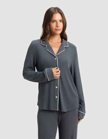 Women's Bamboo Rib-Knit Classic Long Sleeve Pajama Set - Quahog Bay Bedding
