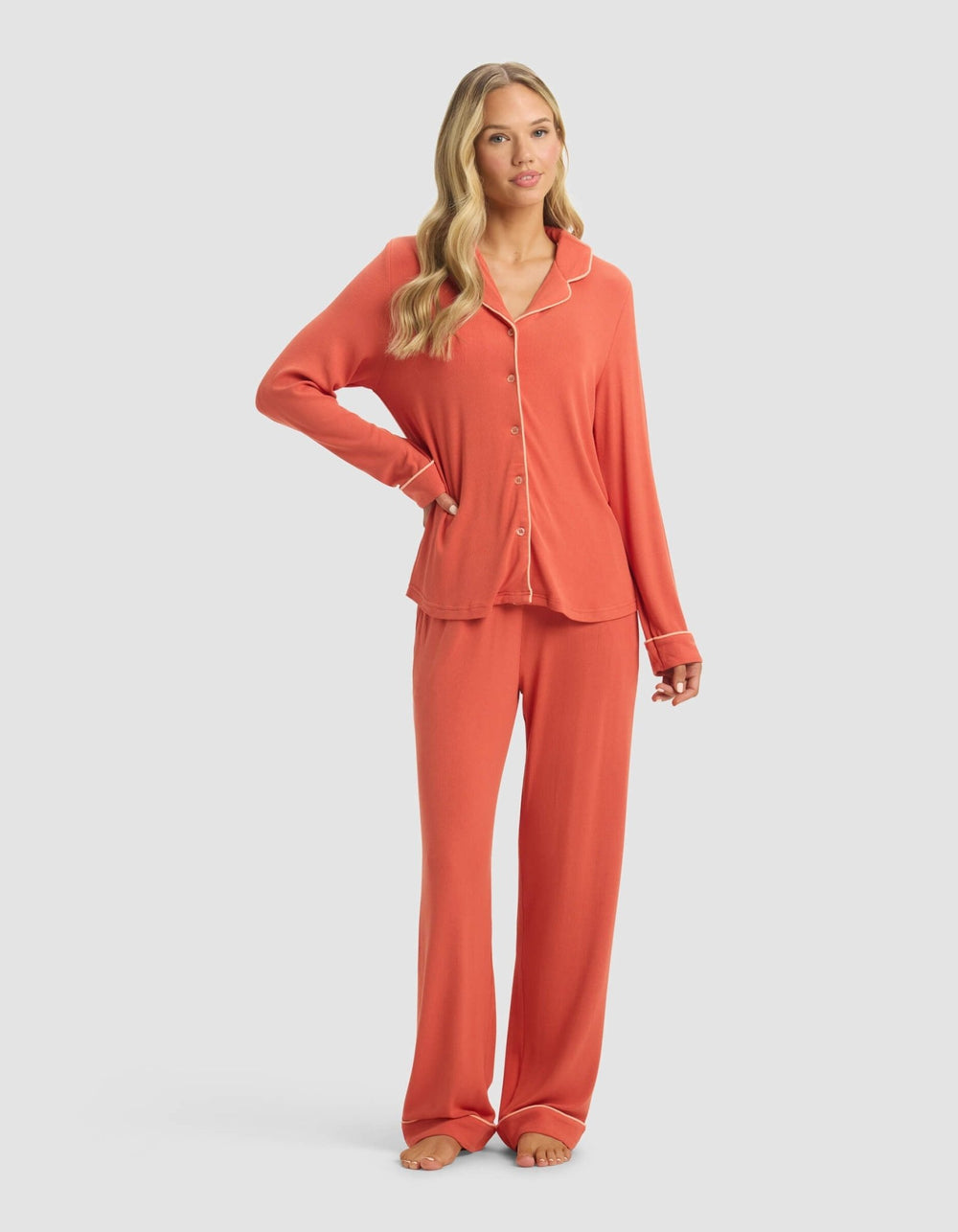 Women's Bamboo Rib-Knit Classic Long Sleeve Pajama Set - Quahog Bay Bedding