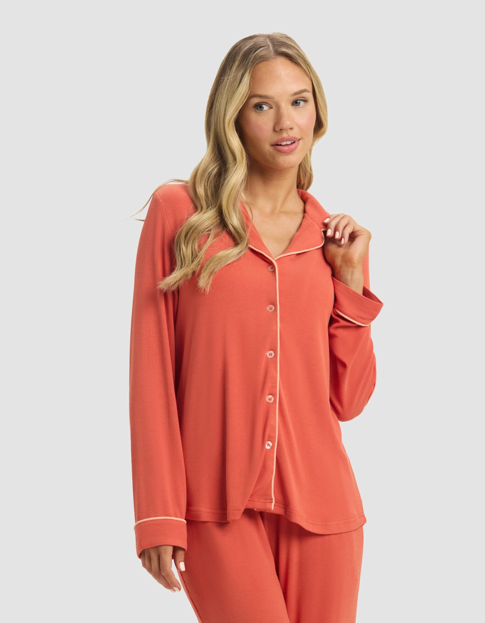 Women's Bamboo Rib-Knit Classic Long Sleeve Pajama Set - Quahog Bay Bedding