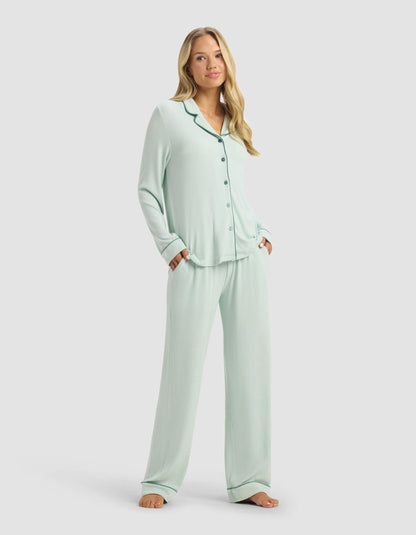 Women's Bamboo Rib-Knit Classic Long Sleeve Pajama Set - Quahog Bay Bedding