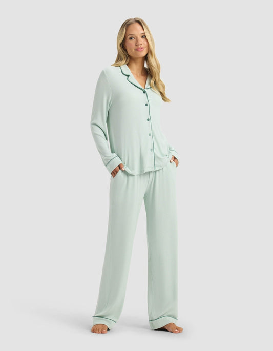 Women's Bamboo Rib-Knit Classic Long Sleeve Pajama Set - Quahog Bay Bedding