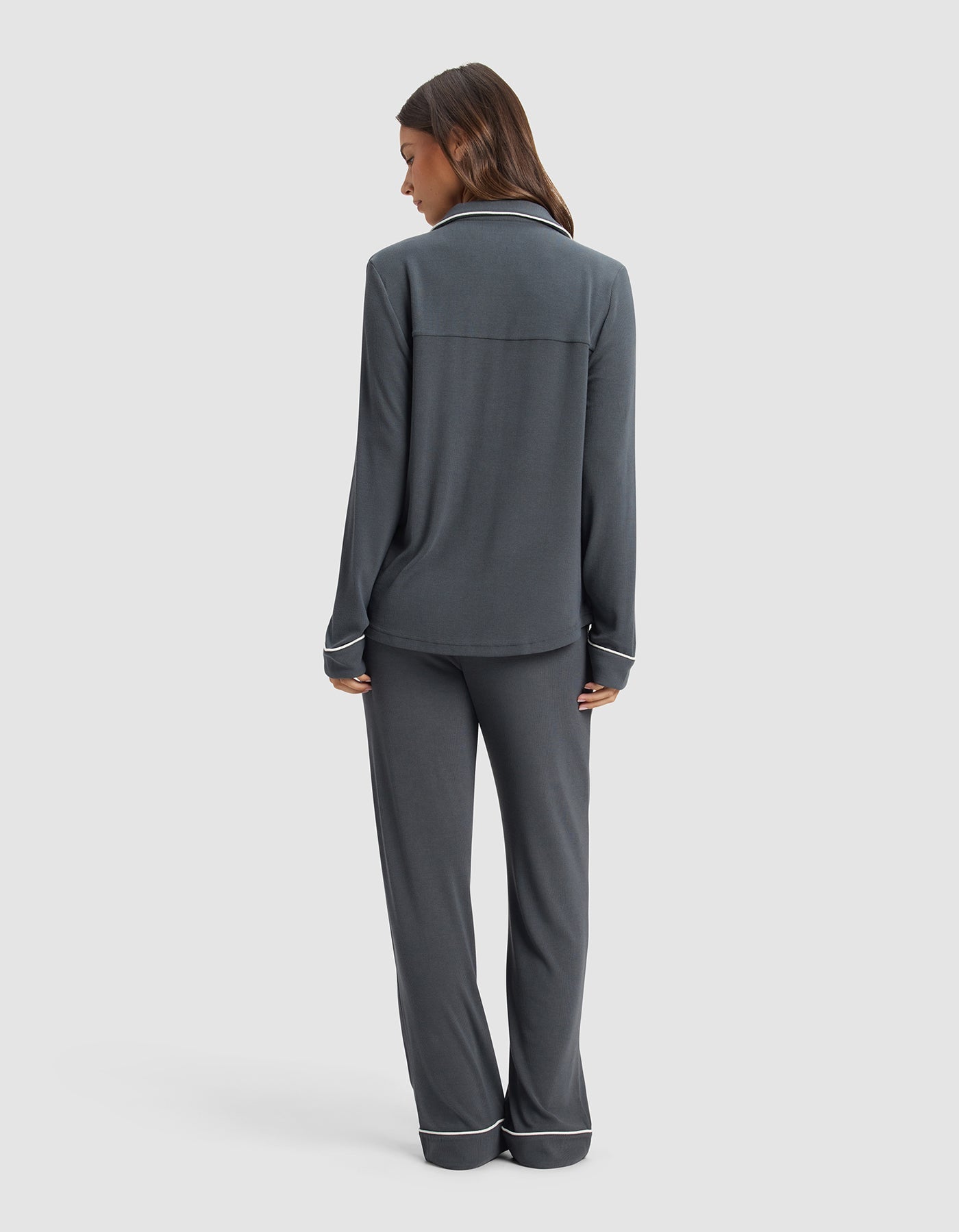 Women's Bamboo Rib-Knit Classic Long Sleeve Pajama Set - Quahog Bay Bedding