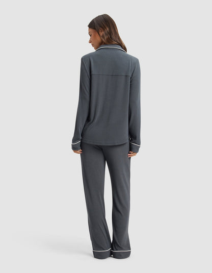 Women's Bamboo Rib-Knit Classic Long Sleeve Pajama Set - Quahog Bay Bedding