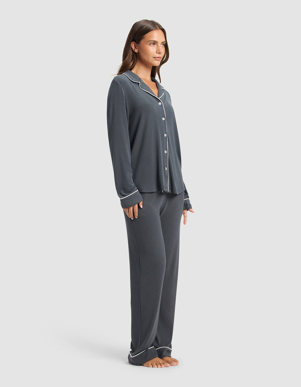 Women's Bamboo Rib-Knit Classic Long Sleeve Pajama Set - Quahog Bay Bedding