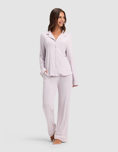 Women's Bamboo Stretch-Knit Long Sleeve Pajama Set - Quahog Bay Bedding