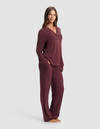 Women's Bamboo Stretch-Knit Long Sleeve Pajama Set - Quahog Bay Bedding