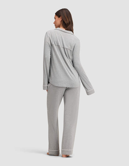 Women's Bamboo Stretch-Knit Long Sleeve Pajama Set - Quahog Bay Bedding