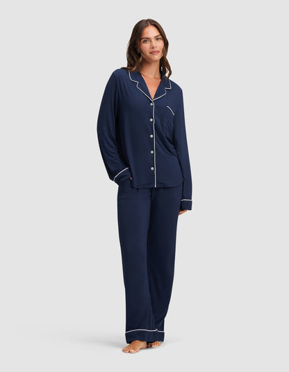 Women's Bamboo Stretch-Knit Long Sleeve Pajama Set - Quahog Bay Bedding