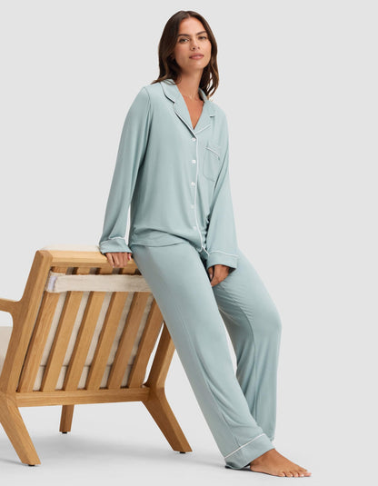 Women's Bamboo Stretch-Knit Long Sleeve Pajama Set - Quahog Bay Bedding