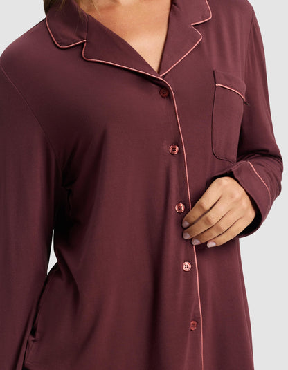 Women's Bamboo Stretch-Knit Long Sleeve Pajama Set - Quahog Bay Bedding