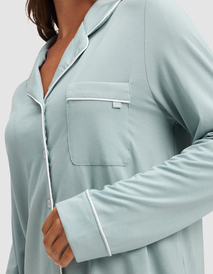 Women's Bamboo Stretch-Knit Long Sleeve Pajama Set - Quahog Bay Bedding