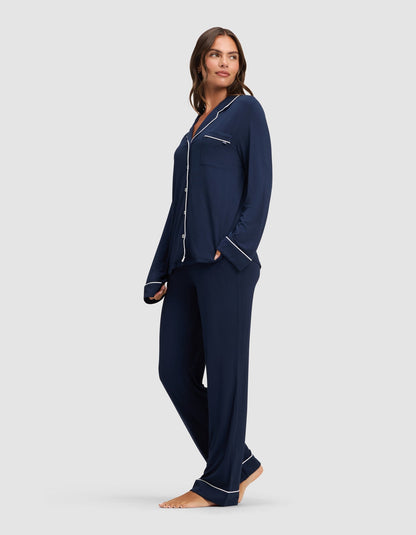 Women's Bamboo Stretch-Knit Long Sleeve Pajama Set - Quahog Bay Bedding