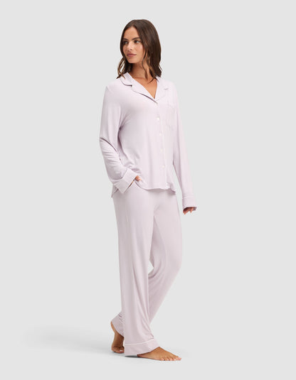 Women's Bamboo Stretch-Knit Long Sleeve Pajama Set - Quahog Bay Bedding