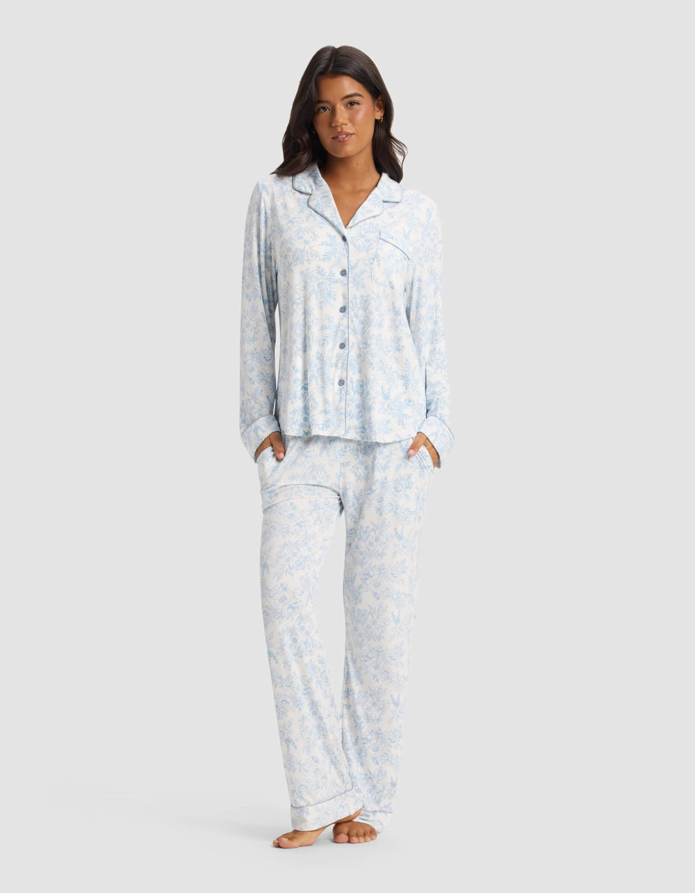 Women's Bamboo Stretch-Knit Long Sleeve Pajama Set - Quahog Bay Bedding