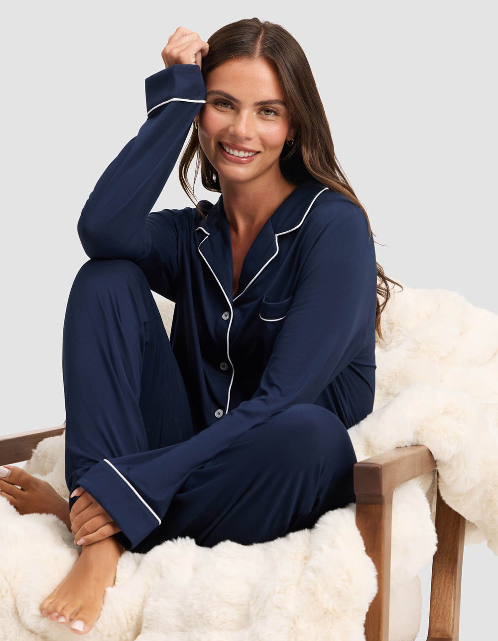 Women's Bamboo Stretch-Knit Long Sleeve Pajama Set - Quahog Bay Bedding