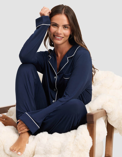 Women's Bamboo Stretch-Knit Long Sleeve Pajama Set - Quahog Bay Bedding