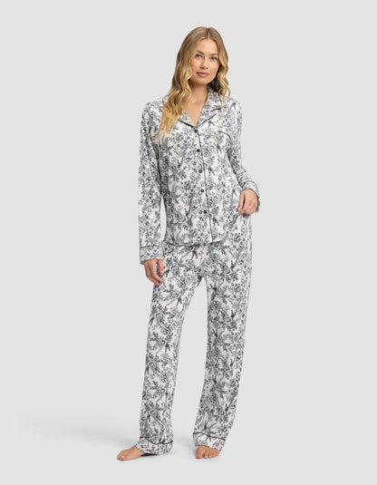 Women's Bamboo Stretch-Knit Long Sleeve Pajama Set - Quahog Bay Bedding