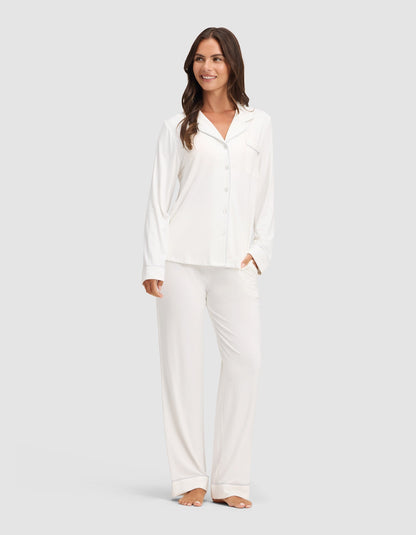 Women's Bamboo Stretch-Knit Long Sleeve Pajama Set - Quahog Bay Bedding
