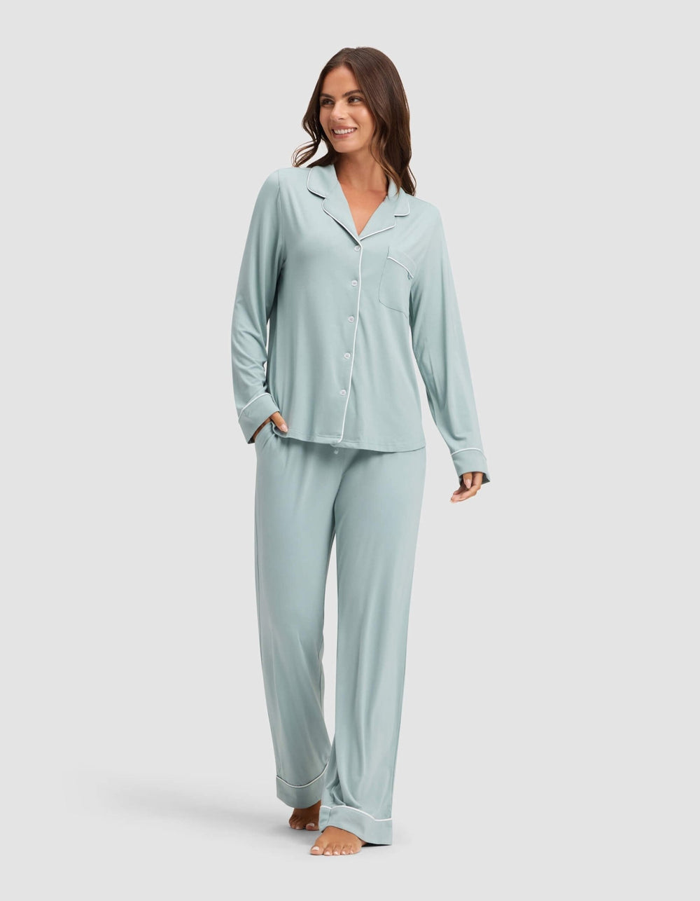 Women's Bamboo Stretch-Knit Long Sleeve Pajama Set - Quahog Bay Bedding