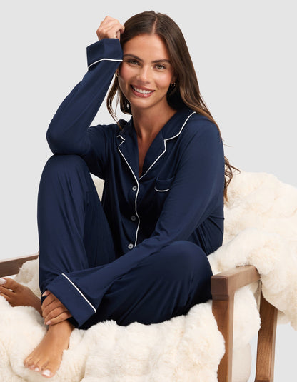 Women's Bamboo Stretch-Knit Long Sleeve Pajama Set TALL - Quahog Bay Bedding