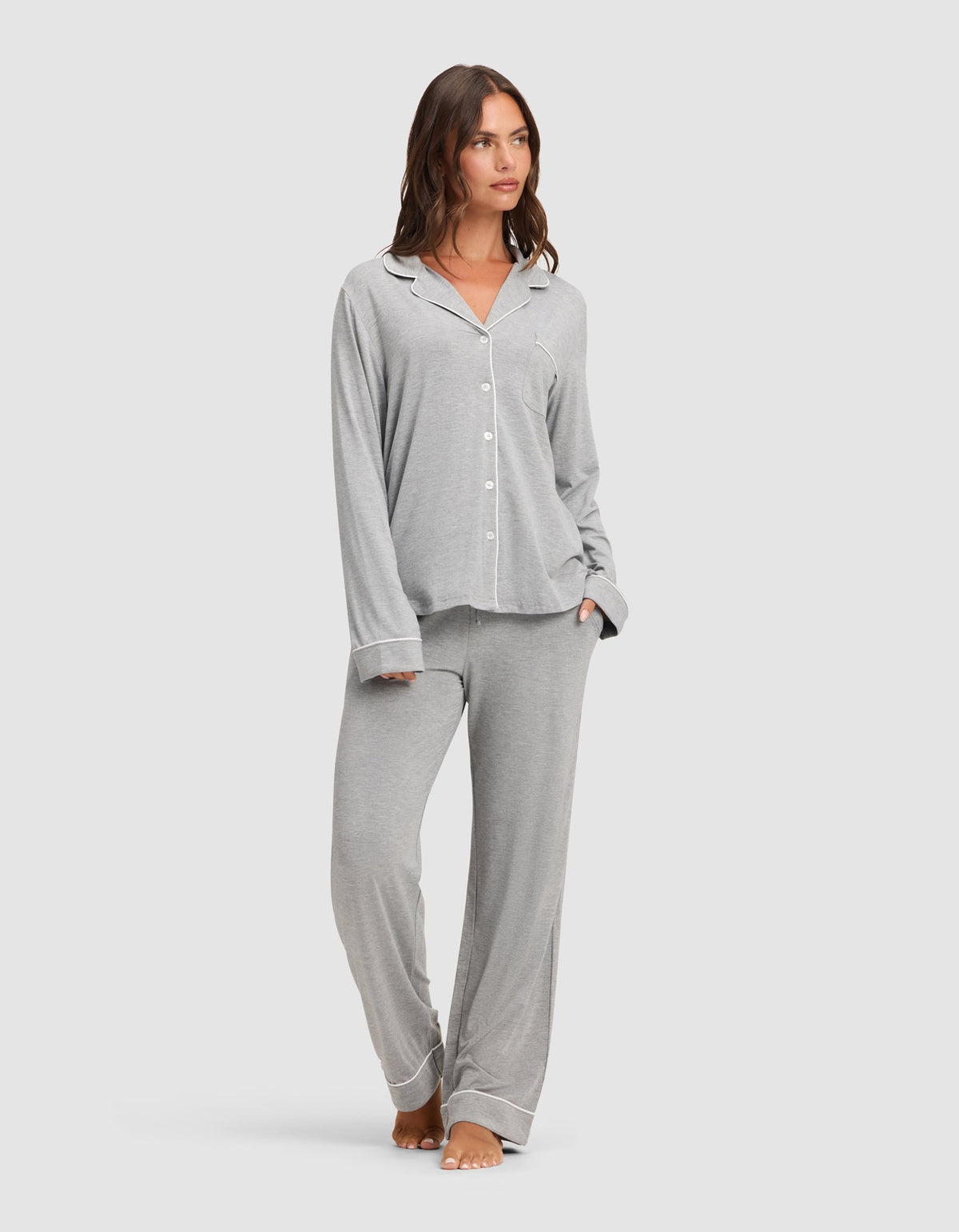 Women's Bamboo Stretch-Knit Long Sleeve Pajama Set TALL - Quahog Bay Bedding