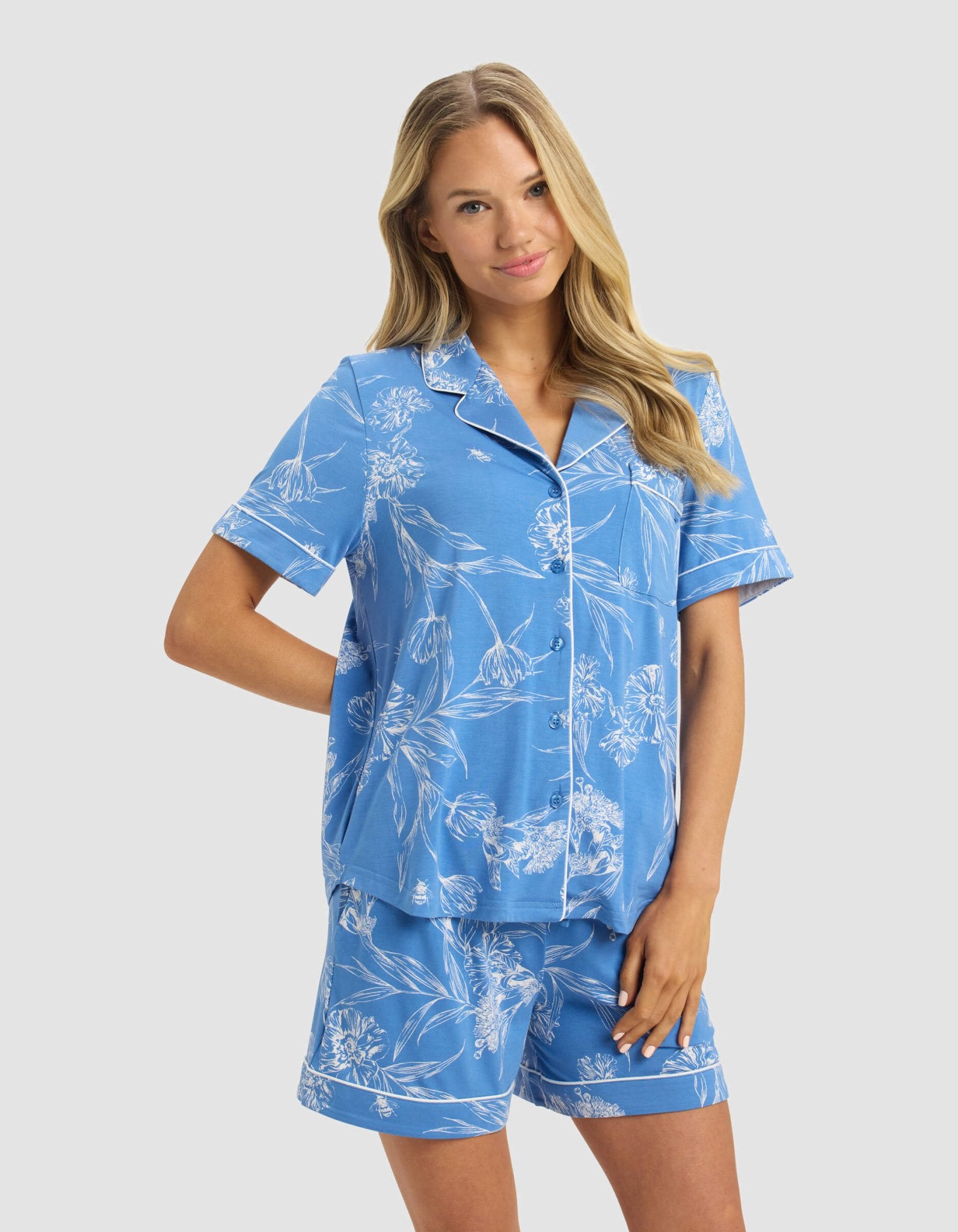 Women's Bamboo Stretch-Knit Short Sleeve Pajama Set - Quahog Bay Bedding