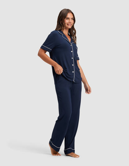 Women's Bamboo Stretch-Knit Short Sleeve & Pant Pajama Set - Quahog Bay Bedding