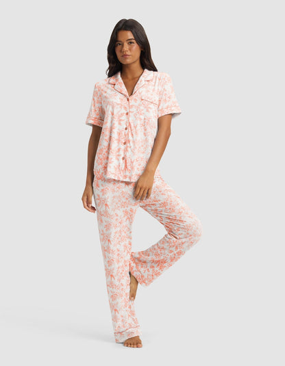 Women's Bamboo Stretch-Knit Short Sleeve & Pant Pajama Set - Quahog Bay Bedding