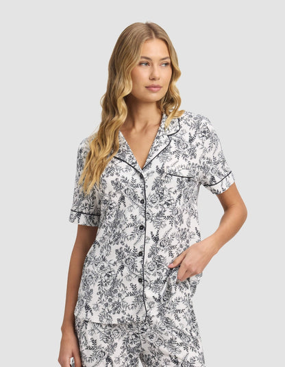 Women's Bamboo Stretch-Knit Short Sleeve & Pant Pajama Set - Quahog Bay Bedding