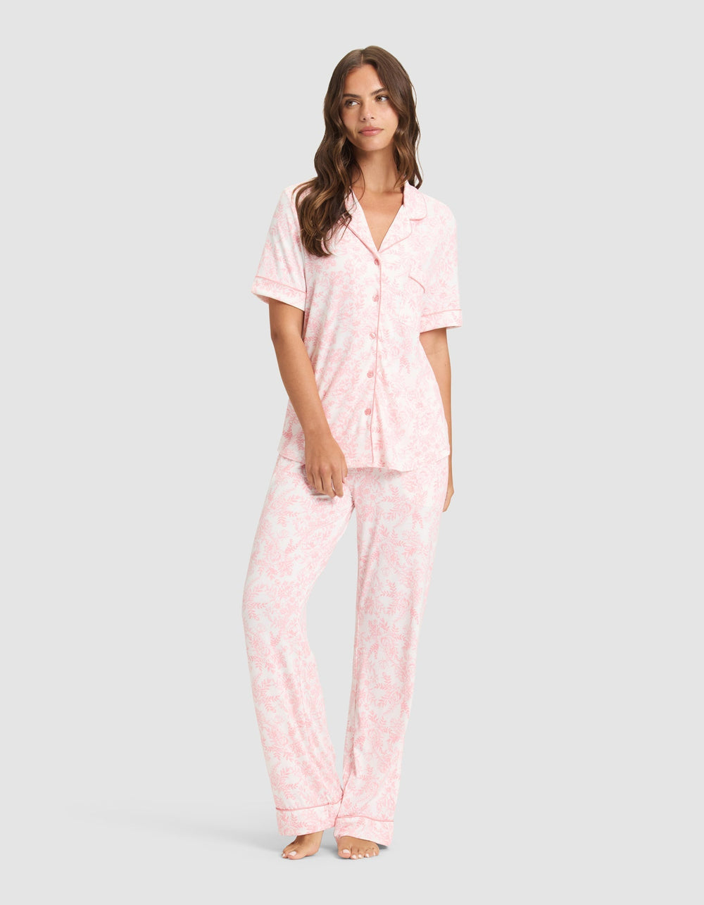 Women's Bamboo Stretch-Knit Short Sleeve & Pant Pajama Set - Quahog Bay Bedding