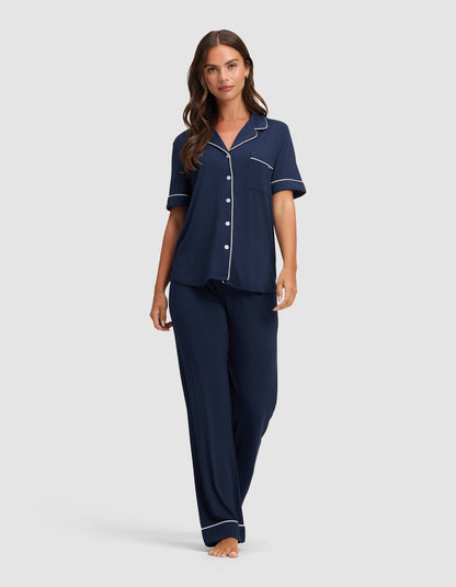 Women's Bamboo Stretch-Knit Short Sleeve & Pant Pajama Set - Quahog Bay Bedding